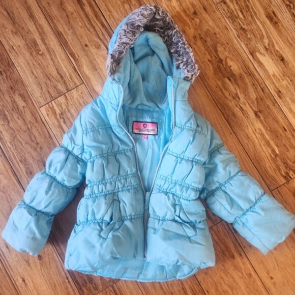 Winter puffer Jacket 2T Girls Protection System, light blue - Picture 2 of 4